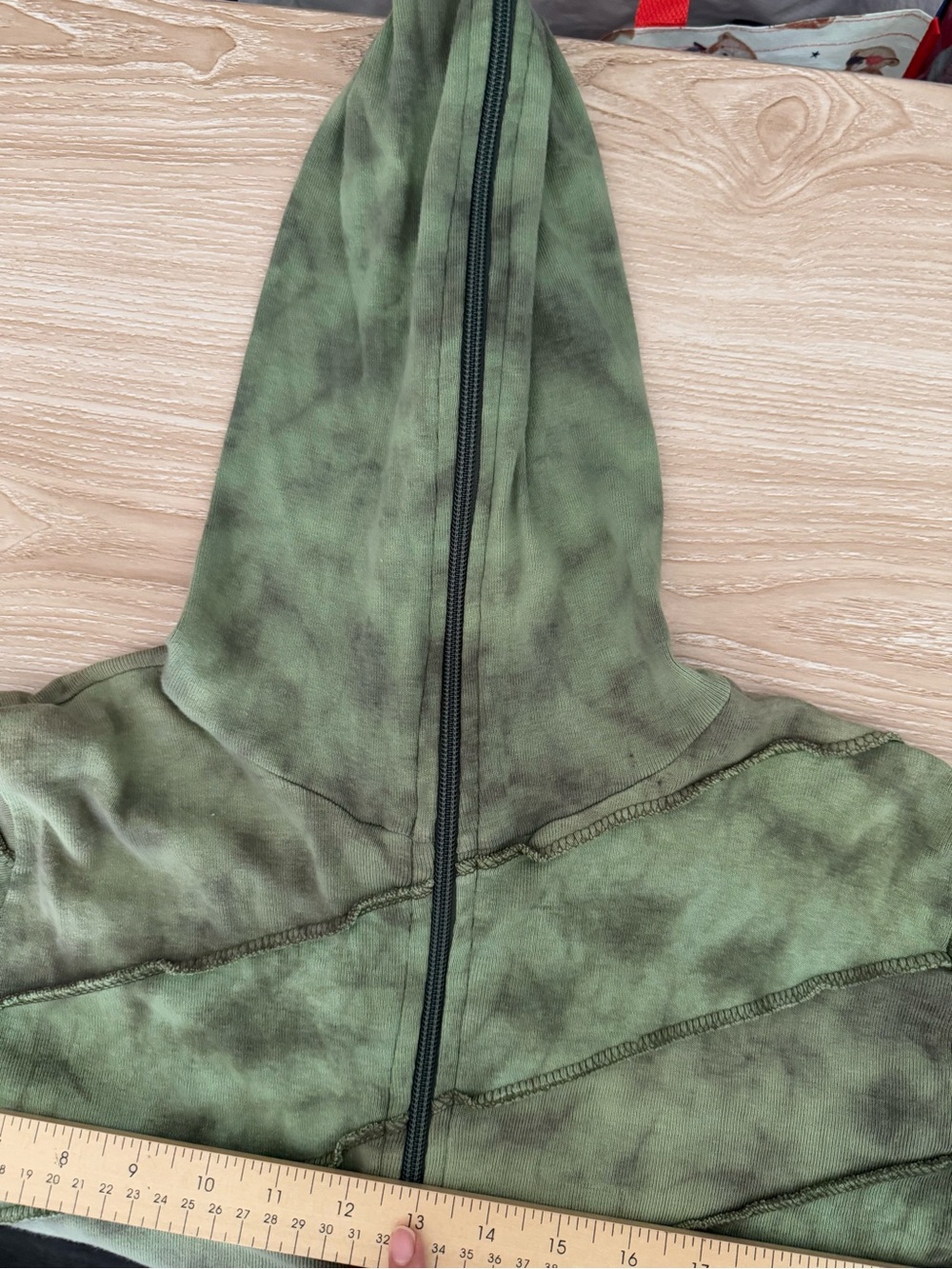 90s Y2K Grunge Full Zip Hoodie Green Forest Goblin Small/Medium Streetwear - Picture 8 of 9